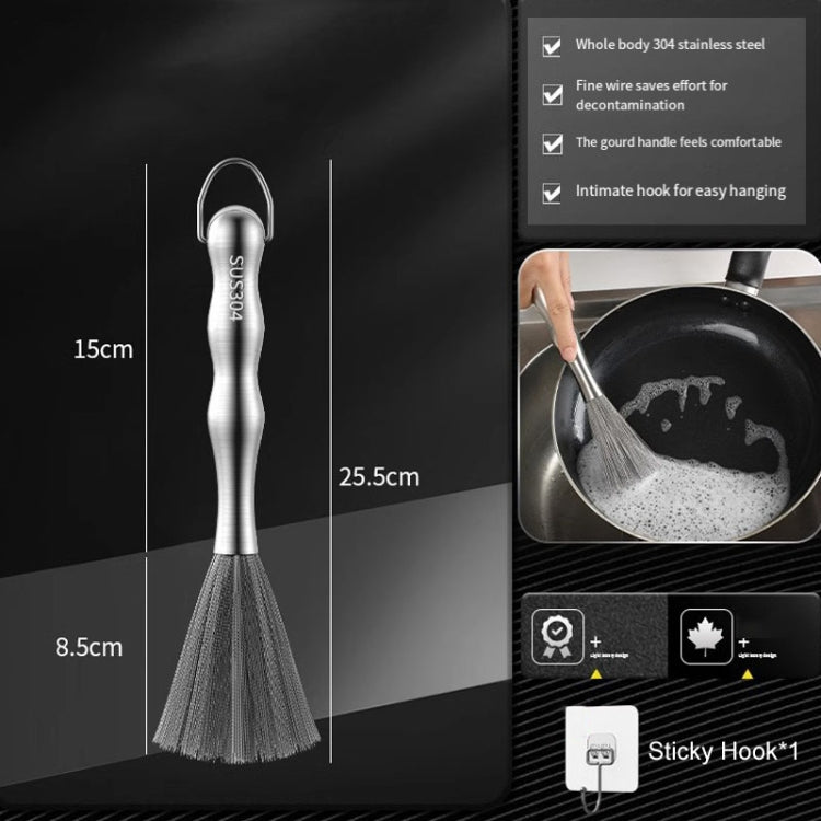 Brosse à vaisselle en fil d'acier épaissi et allongé 304, brosse de nettoyage en acier inoxydable pour cuisine, 25,5 cm