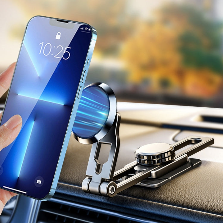 Foldable Suspension Car Phone Holder Magnetic Slide Type Metal Navigation Stand, D31