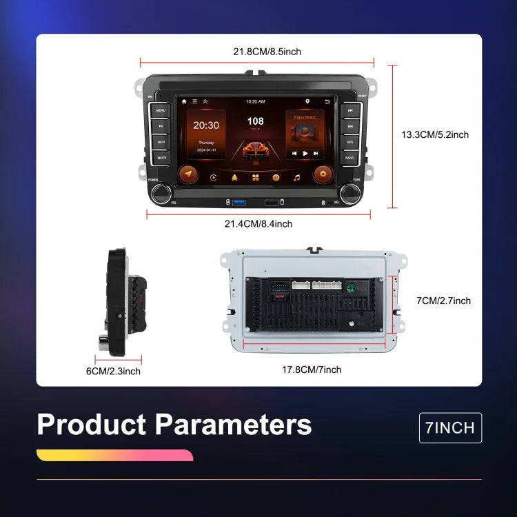 Pour Volkswagen/Skoda 2+64G Lecteur grand écran Carplay Android Navigation Caméra de recul intégrée, 2+64G
