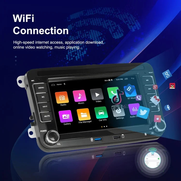 Pour Volkswagen/Skoda 2+64G Lecteur grand écran Carplay Android Navigation Caméra de recul intégrée, 2+64G