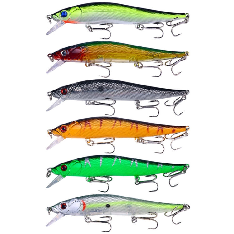 6 couleurs / set HENGJIA MI169 leurres de pêche Lua durs submergés, 12cm 13,6g