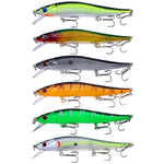 6 couleurs / set HENGJIA MI169 leurres de pêche Lua durs submergés, 12cm 13,6g