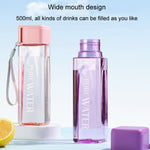 Tasse carrée simple, portable, étanche, en plastique, pour le sport et le camping, 500 ml