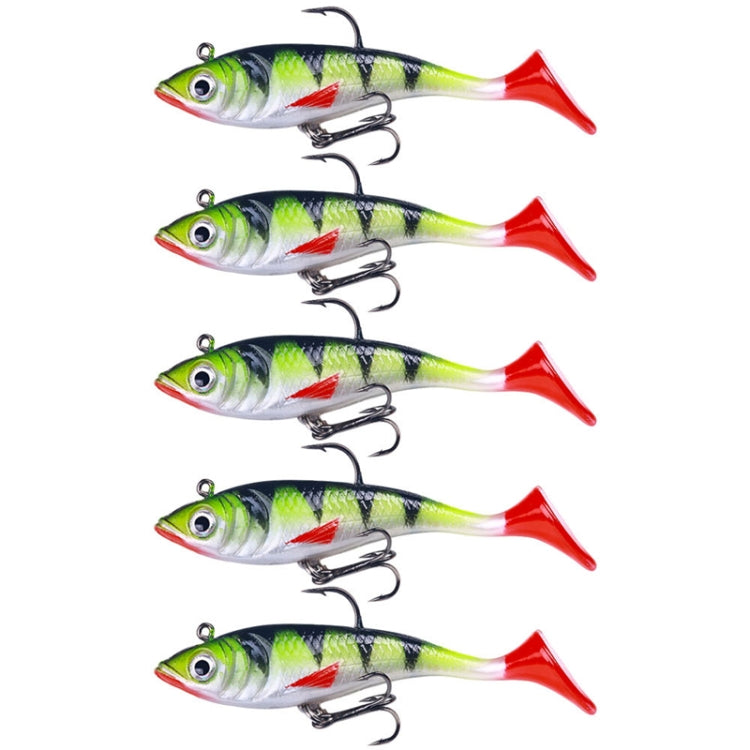 5 pièces / paquet HENGJIA SO071 leurre de pêche souple Lua à queue en T plombée, 8,5cm 10,6g
