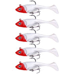 5 pièces / paquet HENGJIA SO071 leurre de pêche souple Lua à queue en T plombée, 8,5cm 10,6g
