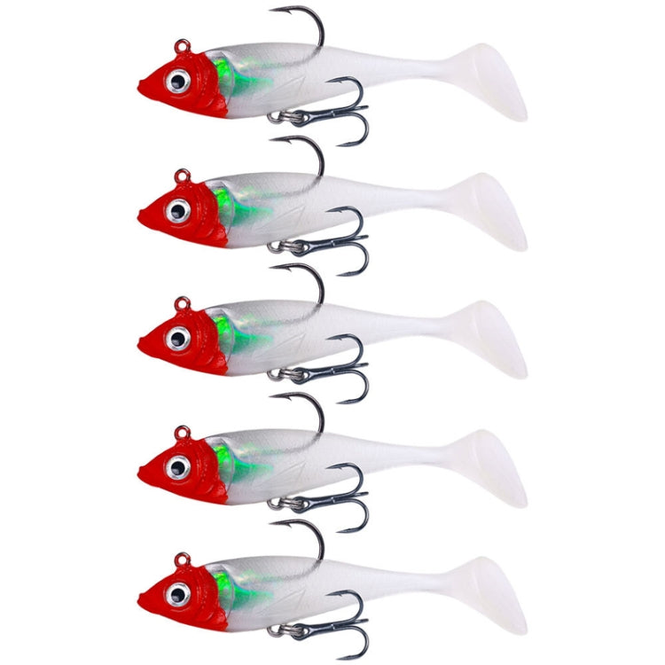 5 pièces / paquet HENGJIA SO071 leurre de pêche souple Lua à queue en T plombée, 8,5cm 10,6g