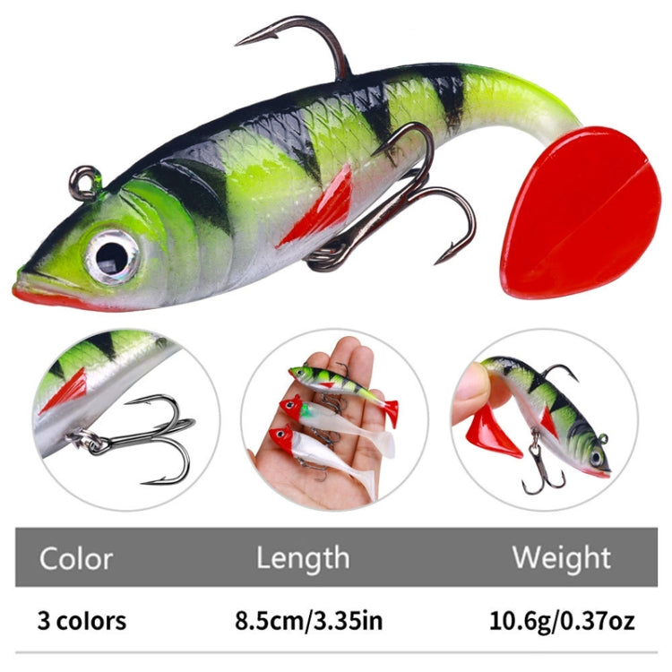 5 pièces / paquet HENGJIA SO071 leurre de pêche souple Lua à queue en T plombée, 8,5cm 10,6g