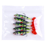 5 pièces / paquet HENGJIA SO071 leurre de pêche souple Lua à queue en T plombée, 8,5cm 10,6g