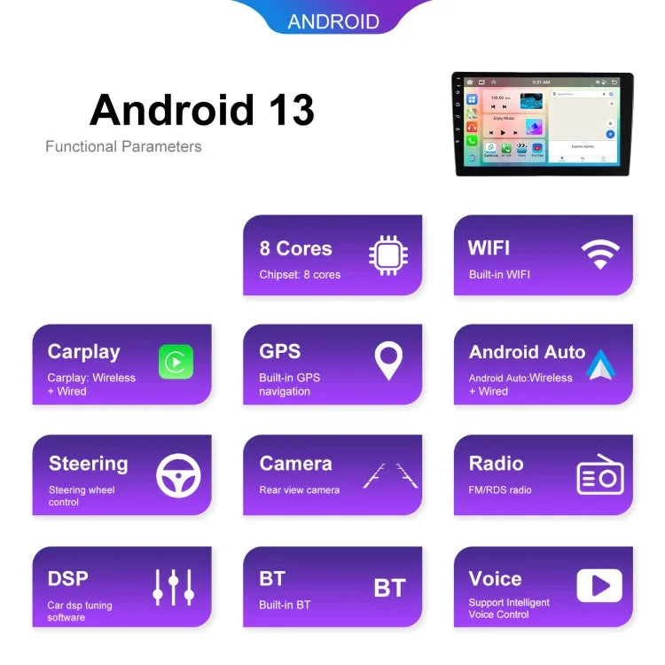 Lecteur Bluetooth de voiture à grand écran HD universel Android 6+128G, machine intégrée de navigation GPS Android, 7 pouces, 9 pouces, 10,1 pouces