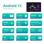 Écran de navigation Android 13,1 pouces 4+64G avec APK cartographique universel / Carplay / Image de recul, 13,1 pouces