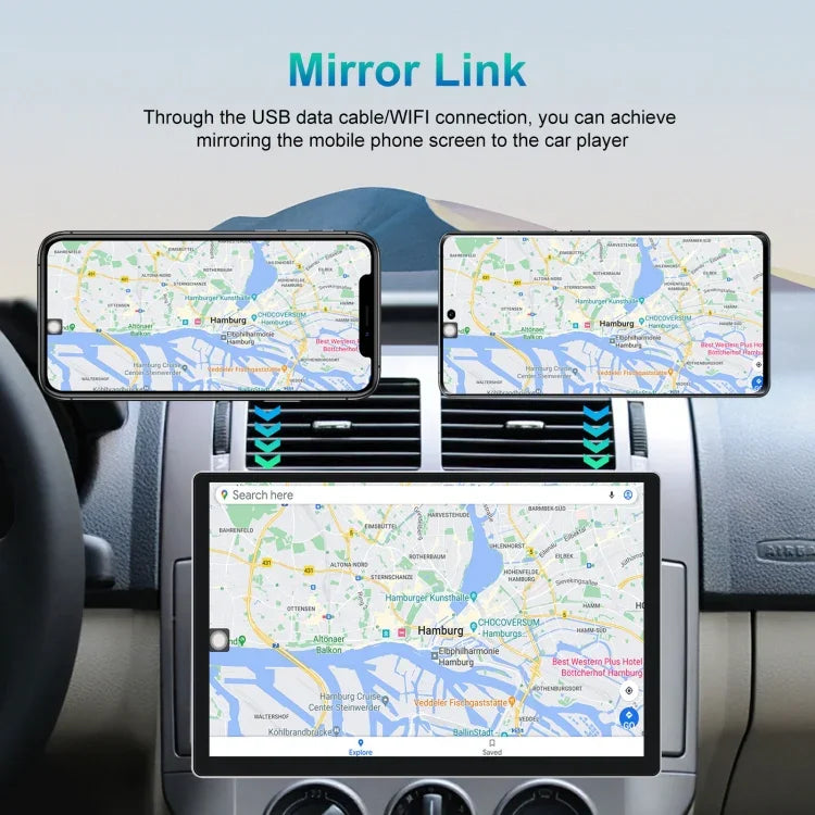 Écran de navigation Android 13,1 pouces 4+64G avec APK cartographique universel / Carplay / Image de recul, 13,1 pouces