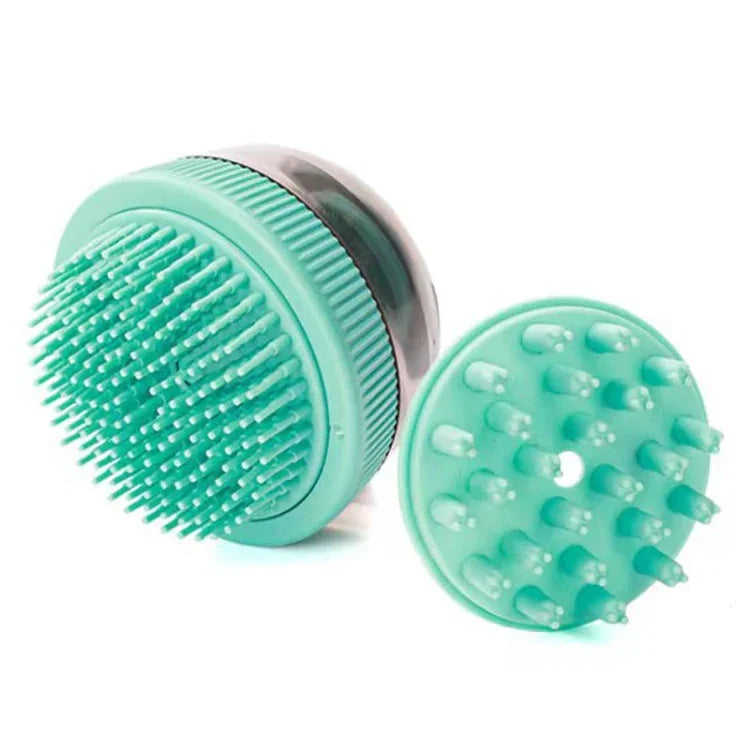 Gel douche rechargeable en capsules pour le bain des chats et des chiens, avec brosse de massage.