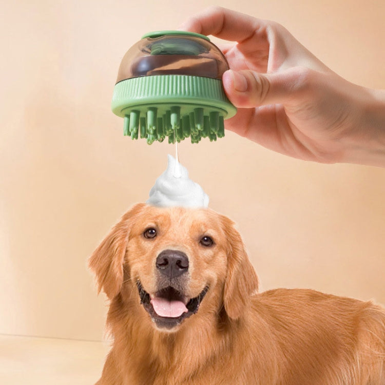 Gel douche rechargeable en capsules pour le bain des chats et des chiens, avec brosse de massage.