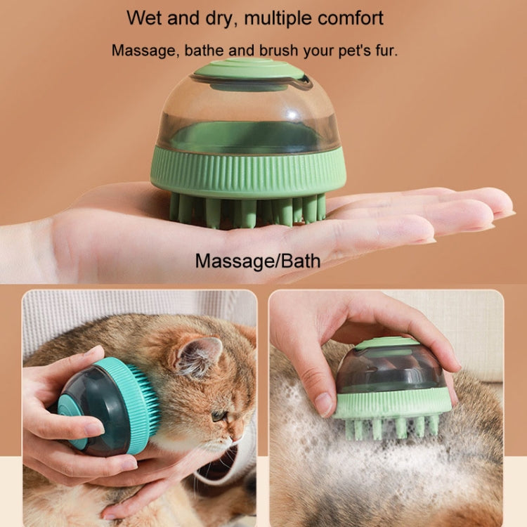Gel douche rechargeable en capsules pour le bain des chats et des chiens, avec brosse de massage.