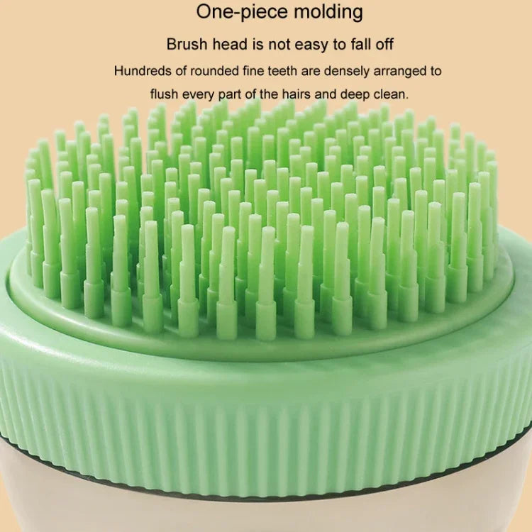 Gel douche rechargeable en capsules pour le bain des chats et des chiens, avec brosse de massage.