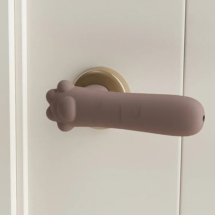 Protections de Poignée de Porte en Silicone, Tampons de Porte Anti-collision pour Enfants, Patte de Chat-Marron, Patte de Chat-Couleur Bois