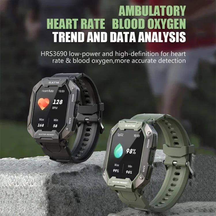 C20Plus 1.81-inch Health Monitoring Waterproof Bluetooth Call Smart Watch, Camouflage Green