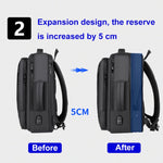 Sac à dos d'affaires étanche extensible pour ordinateur portable avec port USB