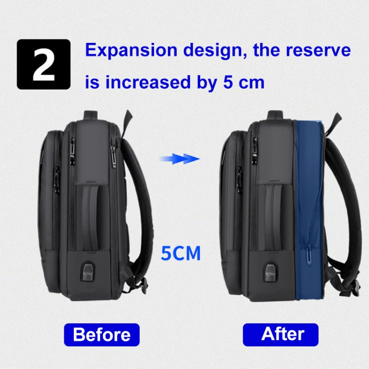 Sac à dos d'affaires étanche extensible pour ordinateur portable avec port USB