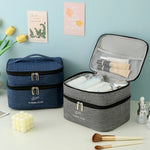 Trousse de Toilette Cosmétique Double Couche Cationique Grande Capacité Trousse de Lavage à Main Épaissie Imperméable Sac de Rangement de Voyage