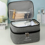 Trousse de Toilette Cosmétique Double Couche Cationique Grande Capacité Trousse de Lavage à Main Épaissie Imperméable Sac de Rangement de Voyage