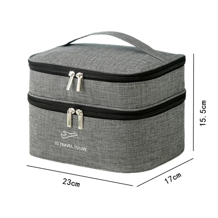 Trousse de Toilette Cosmétique Double Couche Cationique Grande Capacité Trousse de Lavage à Main Épaissie Imperméable Sac de Rangement de Voyage
