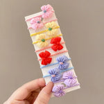 10pcs /Set Children Lovely Hair Bands Ring Baby Small Unbreakable Hair Headband, Flowers 1, Avocado, Fruits And Vegetables, Flowers 2, Colorful Eight Petal Flowers, Pink Candy, Frog Animals, Ice Cream, Watermelon Fruits, Transparent Daisies, Cream Colo...