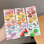 10pcs /Set Children Lovely Hair Bands Ring Baby Small Unbreakable Hair Headband, Flowers 1, Avocado, Fruits And Vegetables, Flowers 2, Colorful Eight Petal Flowers, Pink Candy, Frog Animals, Ice Cream, Watermelon Fruits, Transparent Daisies, Cream Colo...