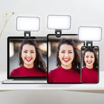 Lumière de remplissage selfie rechargeable à clipser avec 3 températures de couleur pour téléphone, ordinateur portable, tablette, réunion, 24 LED