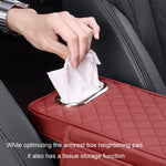 Car Armrest Box Booster Pad Widened Interior Tissue Box, Black, Volcanic Red, Mocha Brown, Beige, Black Red, Gray, Brown