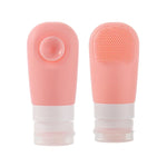 Bouteille de voyage portable de 60 ml à ventouse en silicone avec brosse, bleue, verte, rose