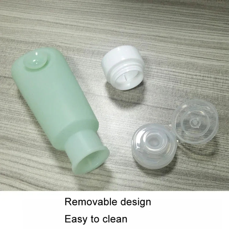 Bouteille de voyage portable de 60 ml à ventouse en silicone avec brosse, bleue, verte, rose