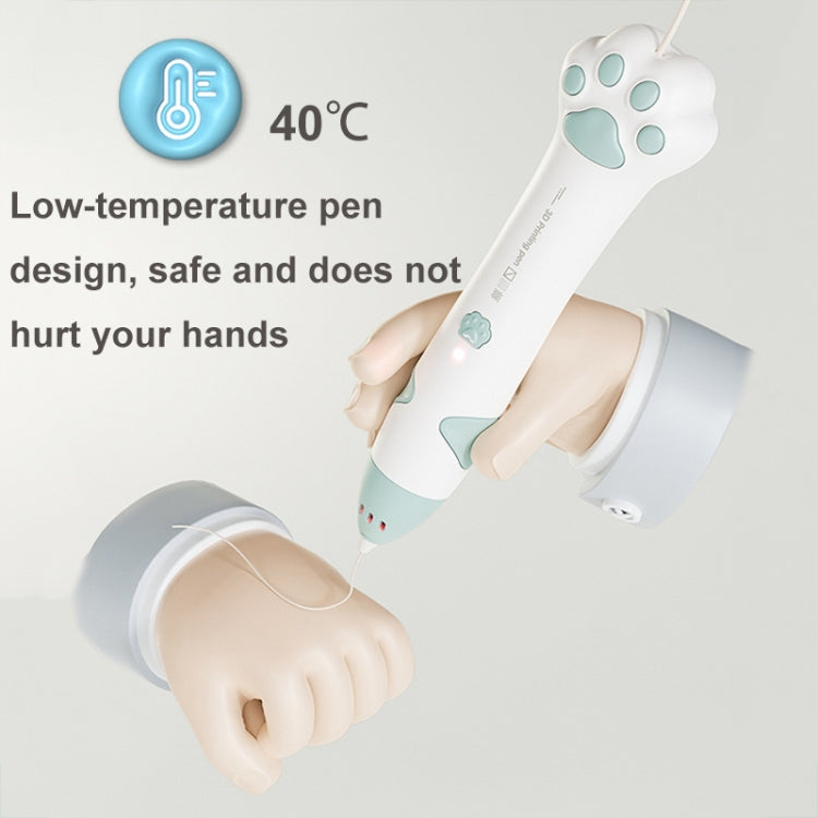 Stylo d'impression 3D Griffe de chat, rechargeable par USB, basse température, pour enfants, graffiti 3D, Vert menthe, Rose Sakura