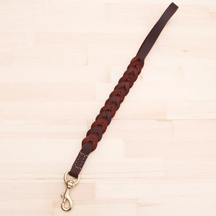Laisse courte en cuir pour animaux, chaîne de traction pour chien, 1,8x50cm