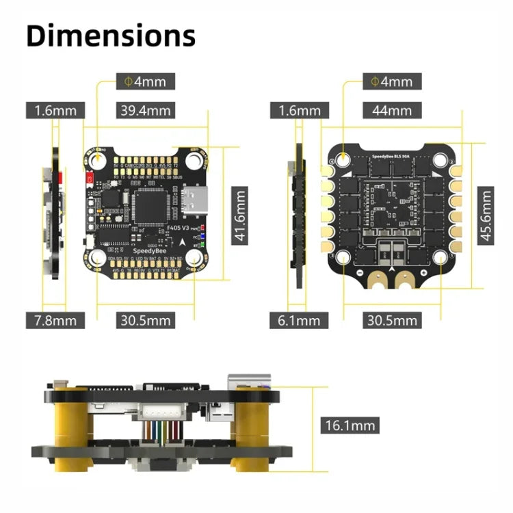 Baromètre Lipo 3-6S pour drone RC, ESC 4-en-1 SpeedyBee BLS 50A