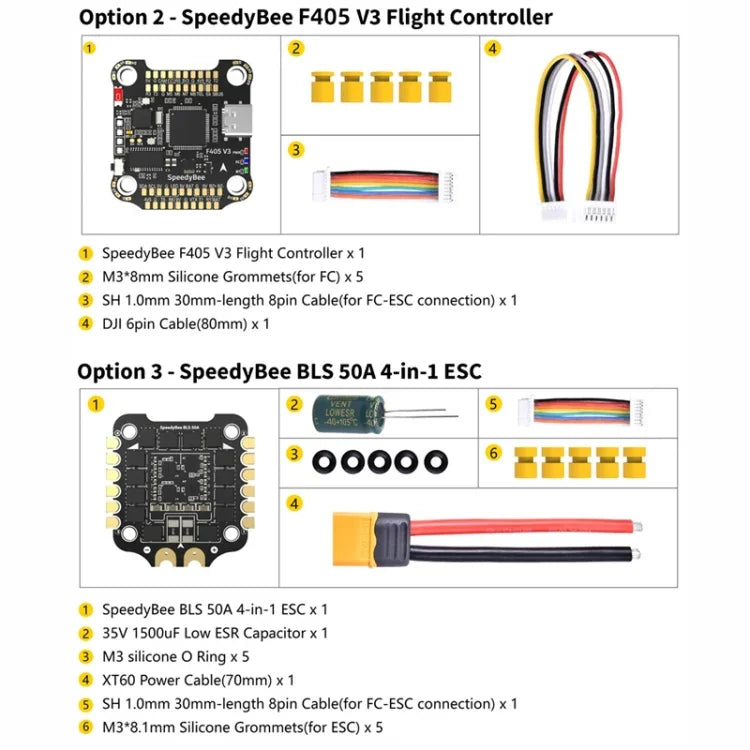 Baromètre Lipo 3-6S pour drone RC, ESC 4-en-1 SpeedyBee BLS 50A