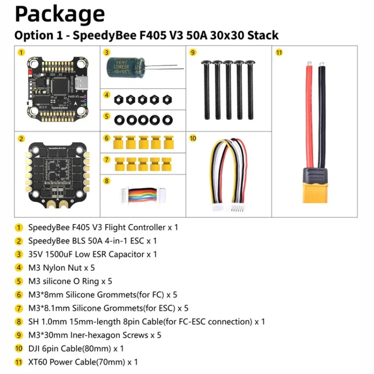 Baromètre Lipo 3-6S pour drone RC, ESC 4-en-1 SpeedyBee BLS 50A
