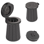 Toilette portable escamotable multifonctionnelle d'extérieur en voiture, tabouret pliant épaissi, 50cm (Noir)