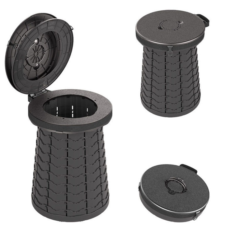 Toilette portable escamotable multifonctionnelle d'extérieur en voiture, tabouret pliant épaissi, 50cm (Noir)