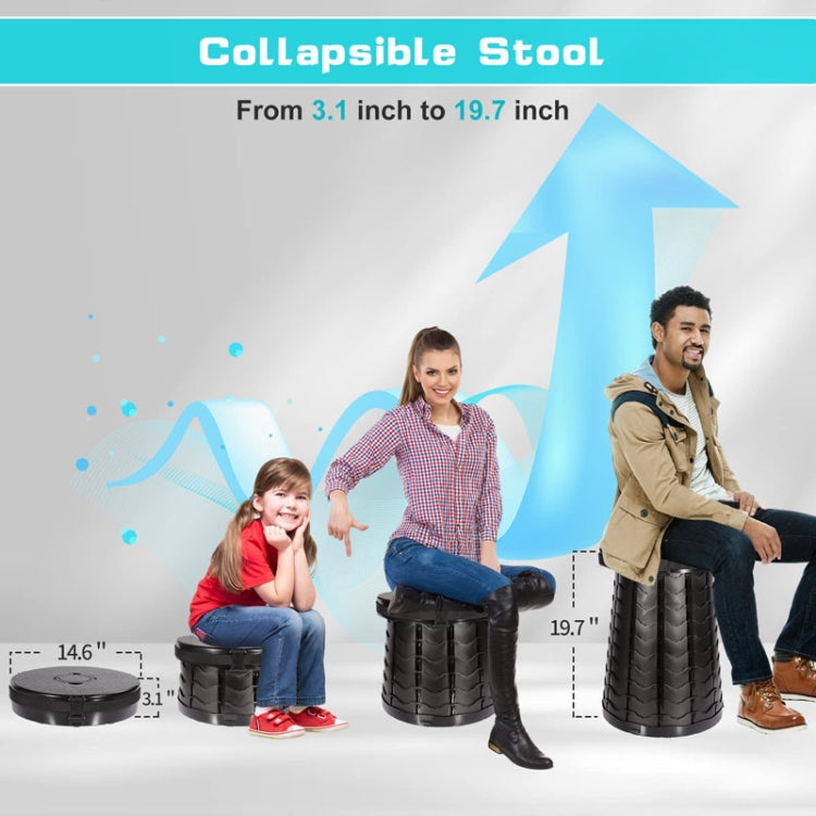 Toilette portable escamotable multifonctionnelle d'extérieur en voiture, tabouret pliant épaissi, 50cm (Noir)