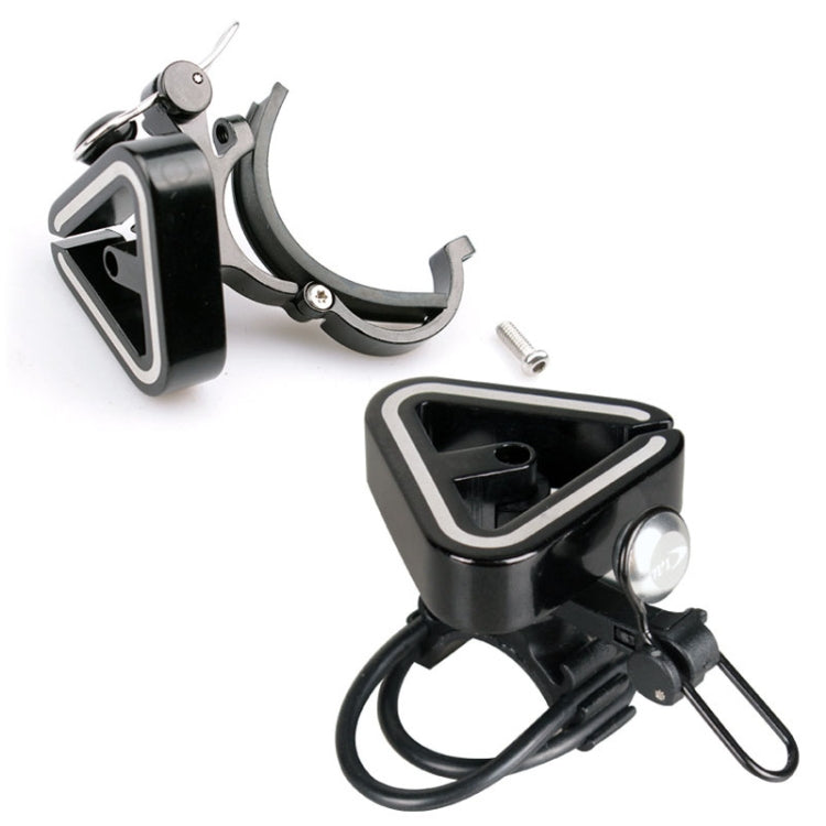 Sonnette universelle pour VTT N+1, sonnette triangulaire en cuivre, anneau clip noir, anneau clip argent, bande en caoutchouc noire, bande en caoutchouc argent