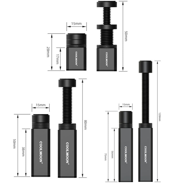 Support carte graphique COOLMOON Support vertical pour ordinateur de bureau Support supérieur à vis tige télescopique, 2,8-5cm (noir), 2,8-5cm (argent), 5-8cm (noir), 5-8cm (argent), 7,5-12cm (noir), 7,5-12cm (argent)