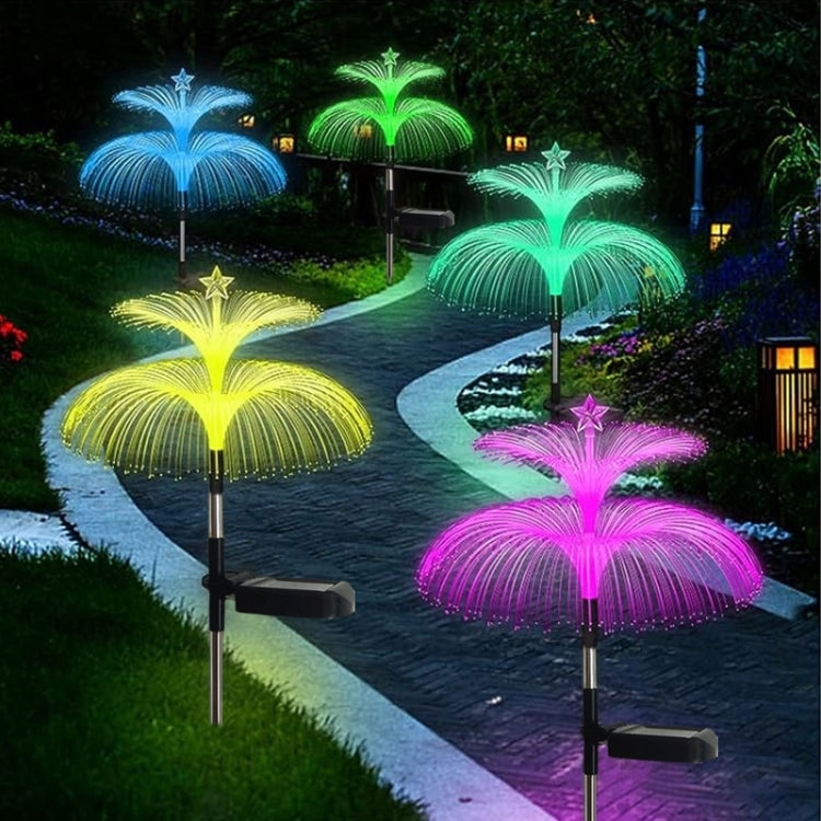 Lampes méduses à fibre optique solaire LED extérieures étanches Décoration de jardin Lumière d'ambiance, étoiles (tube en acier inoxydable), étoiles (tube transparent)