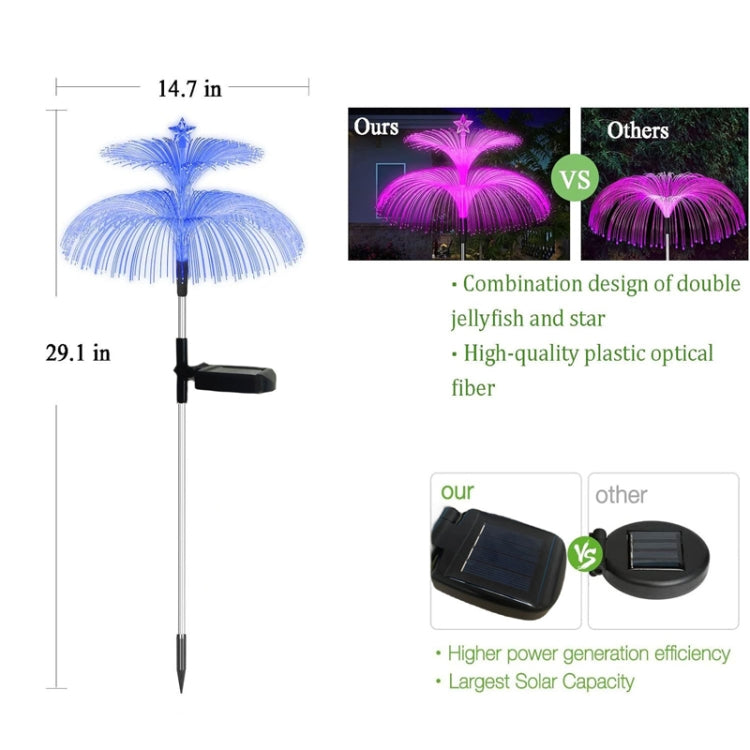Lampes méduses à fibre optique solaire LED extérieures étanches Décoration de jardin Lumière d'ambiance, étoiles (tube en acier inoxydable), étoiles (tube transparent)