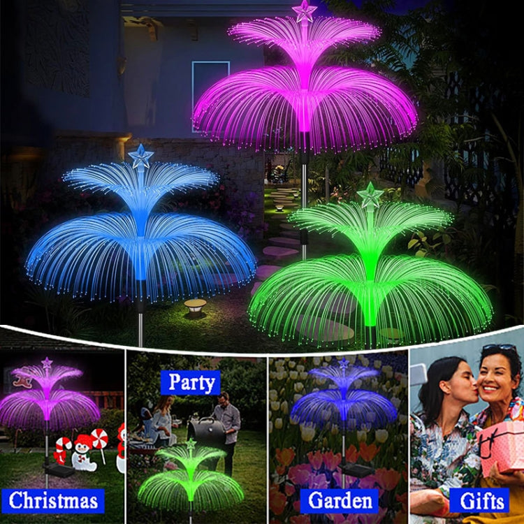 Lampes méduses à fibre optique solaire LED extérieures étanches Décoration de jardin Lumière d'ambiance, étoiles (tube en acier inoxydable), étoiles (tube transparent)