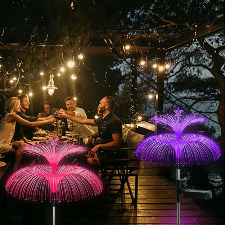 Lampes méduses à fibre optique solaire LED extérieures étanches Décoration de jardin Lumière d'ambiance, étoiles (tube en acier inoxydable), étoiles (tube transparent)