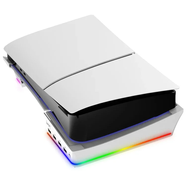 Pour Sony PS5 Slim Support Horizontal RVB Hôte IPEGA PG-P5S021 avec 4 Hubs USB, Blanc