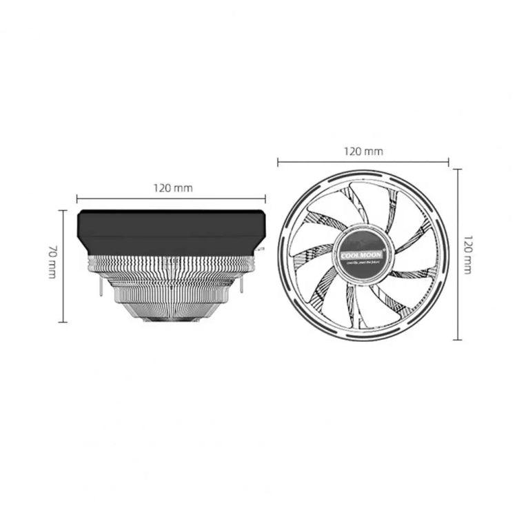 Refroidisseur CPU COOLMOON pour ordinateur de bureau avec changement automatique de couleur, ventilateur de refroidissement silencieux multi-plateforme, CM-BF-RGB