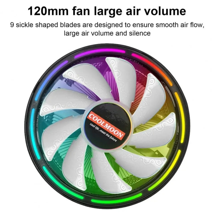 Refroidisseur CPU COOLMOON pour ordinateur de bureau avec changement automatique de couleur, ventilateur de refroidissement silencieux multi-plateforme, CM-BF-RGB