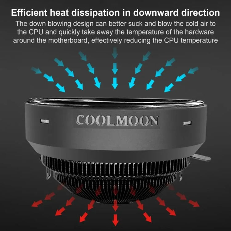 Refroidisseur CPU COOLMOON pour ordinateur de bureau avec changement automatique de couleur, ventilateur de refroidissement silencieux multi-plateforme, CM-BF-RGB